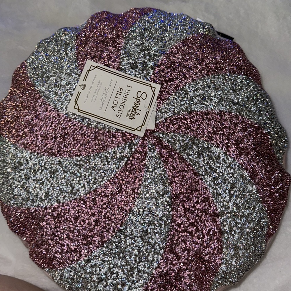 Sparkles luminous Christmas Peppermint bling Pillow - Picture 7 of 7